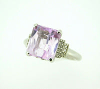 14k Gold Large 6.95ct Cushion Cut Genuine Natural Kunzite Ring w/Diamonds #J4451