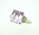 14k Gold Large 6.95ct Cushion Cut Genuine Natural Kunzite Ring w/Diamonds #J4451