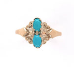10k Yellow Gold Two Stone Genuine Natural Turquoise Ring Size 6.25 (#J6398)