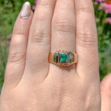 14k Yellow Gold Men's Ring with .46ct Genuine Natural Emerald Size 10.5 (#J6809)