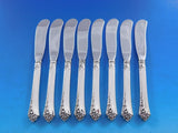 Damask Rose by Oneida Sterling Silver Butter Spreader HH paddle Set 8pcs 6 1/4"
