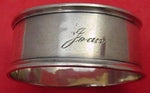 G.H. French Sterling Silver Napkin Ring 3/4" X 1 3/4" Joan Monogram