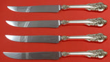 Grande Baroque by Wallace Sterling Silver Steak Knife Set 4pc Texas Sized Custom