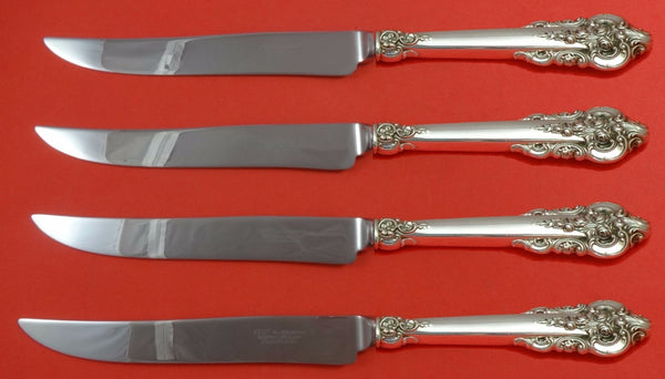 Grande Baroque by Wallace Sterling Silver Steak Knife Set 4pc Texas Sized Custom