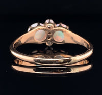 14k Yellow Gold Twin Round Genuine Natural Opal Ring with Diamonds (#J5813)