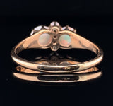 14k Yellow Gold Twin Round Genuine Natural Opal Ring with Diamonds (#J5813)