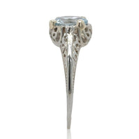 18k White Gold Filigree Deco 1.15 Carat Genuine Natural Aquamarine Ring (#J6774)