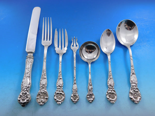 Wild Rose by Watson Sterling Silver Flatware Set Service 87 pieces