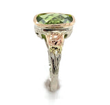 14k White Gold 3.24 Carat Cushion Cut Genuine Natural Peridot Ring (#J6551)
