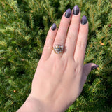 18k Yellow Gold Black White and Pink Pearl and Diamond Ring Size 6.5 (#J7080)