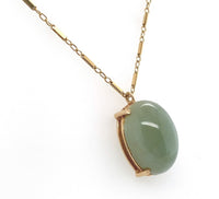 14k Yellow Gold Jadeite Jade Pendant with Bar Link Chain Jewelry (#J6223)