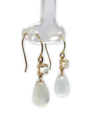 14k Yellow Gold Genuine Natural Moonstone Briolette Drop Dangle Earrings #J7125