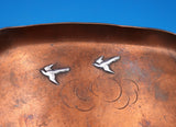 Applied Metals by Gorham Copper Tray with Silver Birds Stork Snail #B65 (#9020)