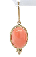14k Yellow Gold Natural Coral Drop Earrings 11.26ct Total Weight (#J7292)