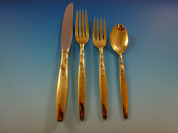 Summer Song Gold by Lunt Sterling Silver Flatware Service For 12 Set Vermeil