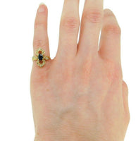 14k Yellow Gold Genuine Natural Sapphire and Diamond Ring (#J543)
