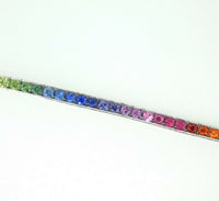14k White Gold 8.70 Carat Genuine Natural Rainbow Sapphire Bracelet (#J4440)