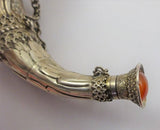 English Sterling Tussie Mussie Posey Posy Holder with Agate Circa 1875 (#J1277)