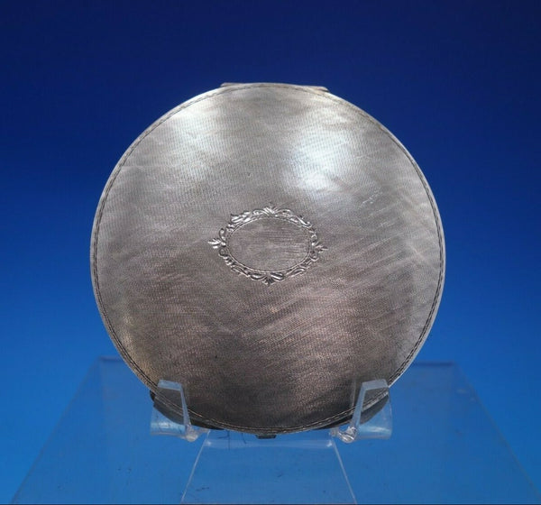 Italian .800 Silver Compact w/ Mirror Puff Screen Brushed Finish 3 3/8" (#6564)