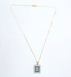 Kaufmann 14k Gold Genuine Natural Opal Intarsia Pendant with Lapis (#J6240)