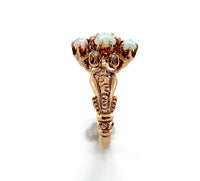 10k Rose Gold Victorian Genuine Natural Opal and Diamond Ring Size 6 (#J6289)
