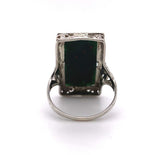 14k White Gold Filigree Art Deco Genuine Natural Bloodstone Ring (#J5785)