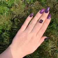 10k Yellow Gold 3.86 Carat Emerald Cut Genuine Natural Garnet Ring (#J6554)