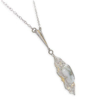 14k Gold Filigree 2.20 Carat Genuine Natural Gold Vein Quartz Pendant (#J7027)