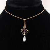 Gold 10k Lavaliere with Purple Paste Glass Victorian Jewelry (#J6065)