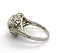 18k Gold Hand Pierced Filigree Genuine Natural Moonstone Ring Blue Flash #J5572