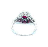 18k White Gold Art Deco Filigree .46ct Genuine Natural Ruby Ring (#J5265)