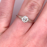 14k White Gold Antique .76ct Genuine Natural Diamond Engagement Ring (#J5191)