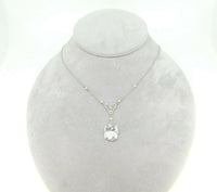 Art Deco 10k White Gold Filigree Aquamarine Pendant Pale Ice Blue (#J5026)