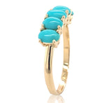 14k Yellow Gold Genuine Natural Turquoise 5-Stone Band Ring Size 6 (#J6800)