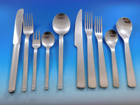 Designer Mixed Stainless Steel Flatware Set #1 Service 62 Pieces Modern Unused
