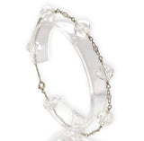 14k Gold Art Deco Genuine Natural Rock Crystal Bead Bracelet 7" Wrist (#J7033)