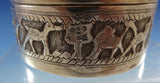 India .800 Silver Box Round with Circling Elephants and Other Animals (#2440)