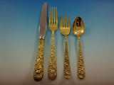 Repousse Gold by Kirk Sterling Silver Flatware Service 12 Set Vermeil 48 Pieces