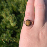 Victorian 10k Rose Gold Genuine Natural Tiger's Eye Quartz Cameo Ring (#J7060)