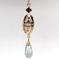14k Gold Green Genuine Natural Prasiolite Quartz Briolette Earrings (#J5509)