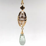 14k Gold Green Genuine Natural Prasiolite Quartz Briolette Earrings (#J5509)