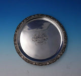 Scottish Sterling Silver Salver Tray w/ Scroll Feet and Crest / Motto (#5004)