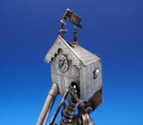 Dutch Sterling Silver Bell 3-D Clock Tower w/ Steps 3 Men Shield 8 3/4" (#7580)