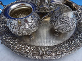 Repousse by James R. Armiger Sterling Silver Demitasse Tea Set 4pc 46.76 #8544