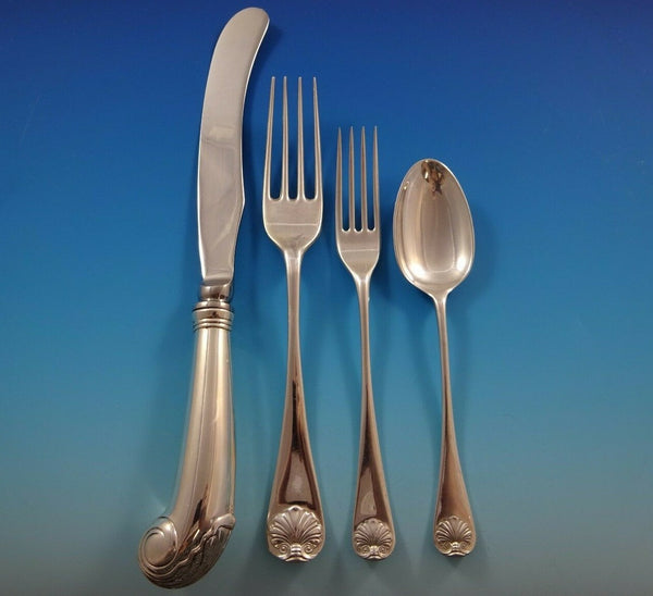 Williamsburg Shell by Stieff Sterling Silver Dinner Flatware Set Service 34 Pcs