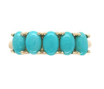 14k Yellow Gold Genuine Natural Turquoise Five-Stone Band Ring Size 6 (#J6800)