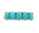14k Yellow Gold Genuine Natural Turquoise Five-Stone Band Ring Size 6 (#J6800)