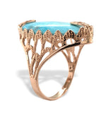 14k Rose Gold 6.59 Carat Genuine Natural Turquoise Ring Size 6 (#J7492)