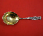 Whiting Sterling Silver Berry Spoon Gold Washed 8 3/8" Serving Silverware
