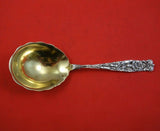 Whiting Sterling Silver Berry Spoon Gold Washed 8 3/8" Serving Silverware